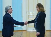 AMBASSADOR OF ESTONIA KAI KAARELSON PRESENTED HER CREDENTIALS TO PRESIDENT SARGSYAN